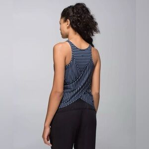 lululemon Vita Racer Tank Inkwell Grey Stripe 2 Pima Cotton Twist Crossback Navy